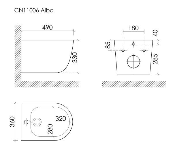 Подвесное биде Ceramica Nova Alba CN11006